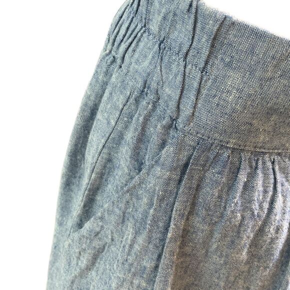 LOFT Outlet Blue Chambray Pleated A-Line Skirt Size XS Coastal Cowgirl Preppy - Picture 4 of 12